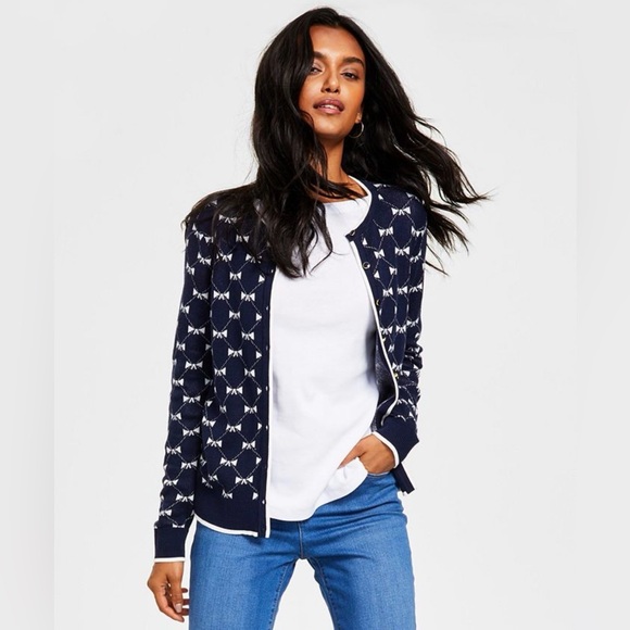 Charter Club Sweaters - CHARTER CLUB Crewneck Cardigan bow design SIZE: MEDIUM